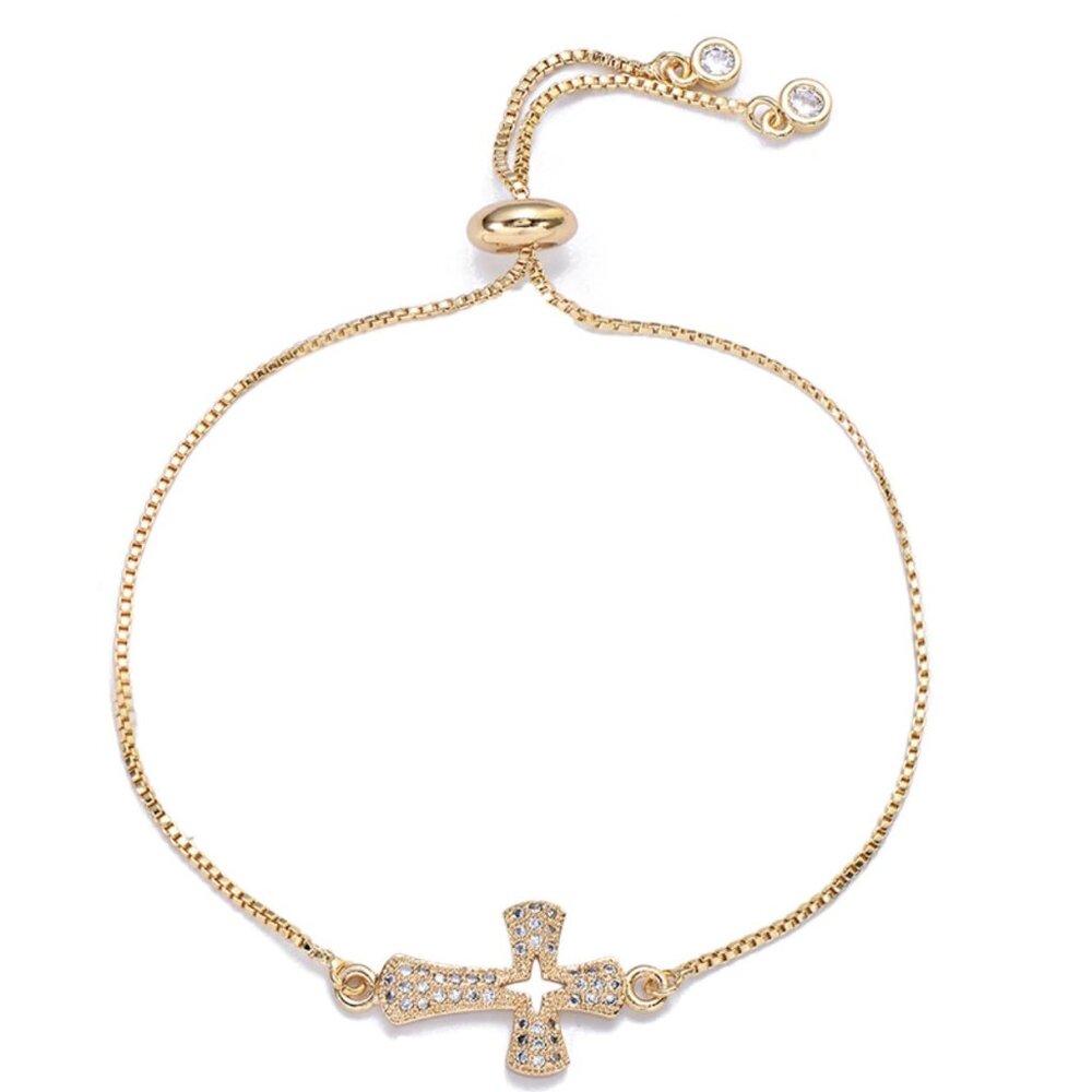 Yellow Gold Cross Bracelet